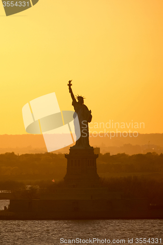 Image of Sunset at Statue of Liberty