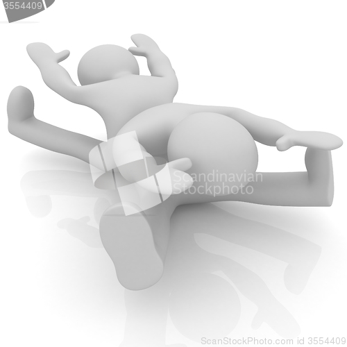 Image of 3d mans isolated on white. Series: morning exercises - flexibili