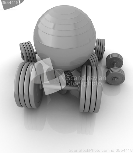 Image of Fitness ball and dumbell