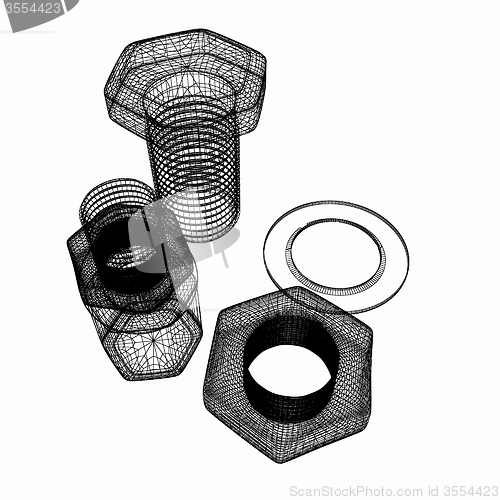 Image of bolts with a nuts and washers