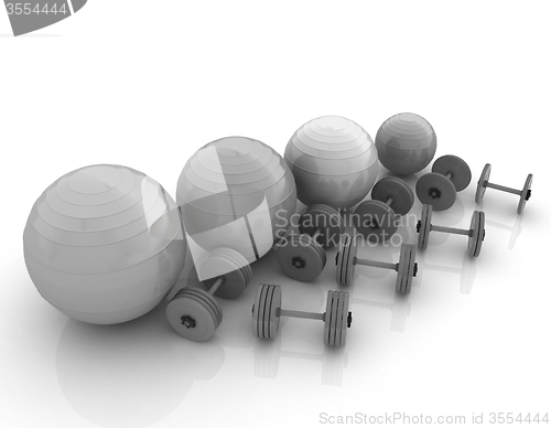 Image of Fitness ball and dumbell