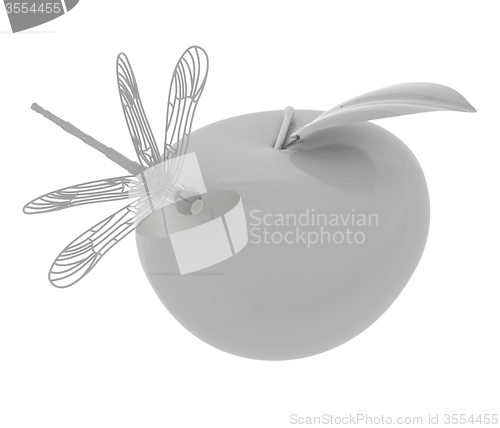 Image of Dragonfly on apple