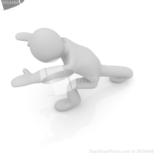 Image of 3d man isolated on white. Series: morning exercises - flexibilit