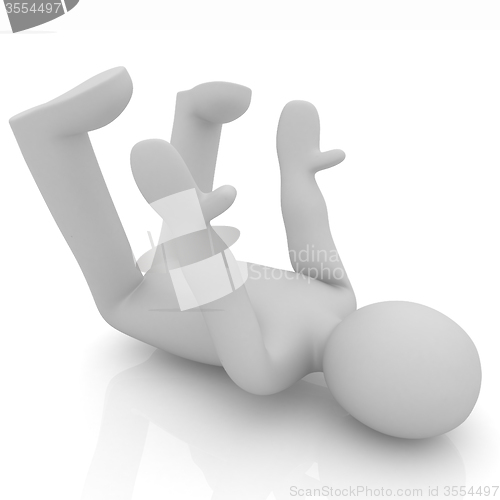 Image of 3d man isolated on white. Series: morning exercises - flexibilit
