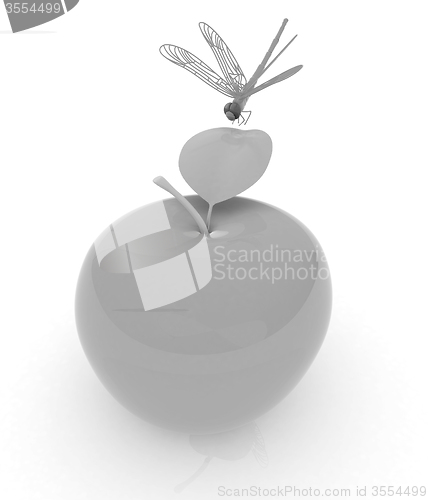 Image of Dragonfly on apple