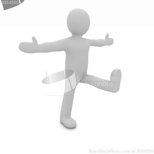 Image of 3d man isolated on white. Series: morning exercises - hands in s