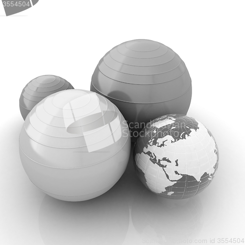 Image of Pilates fitness ball and earth