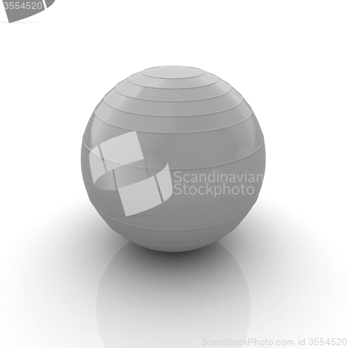 Image of 3d man exercising position on fitness ball. My biggest pilates s
