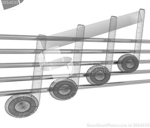 Image of 3D music note on staves