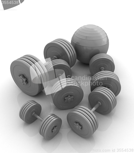 Image of Fitness ball and dumbell