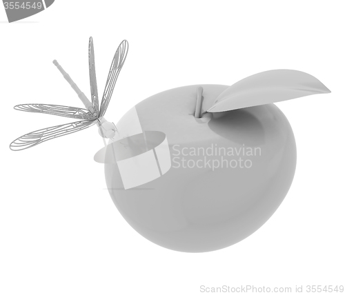 Image of Dragonfly on apple