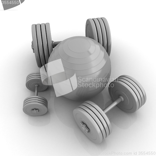 Image of Fitness ball and dumbell