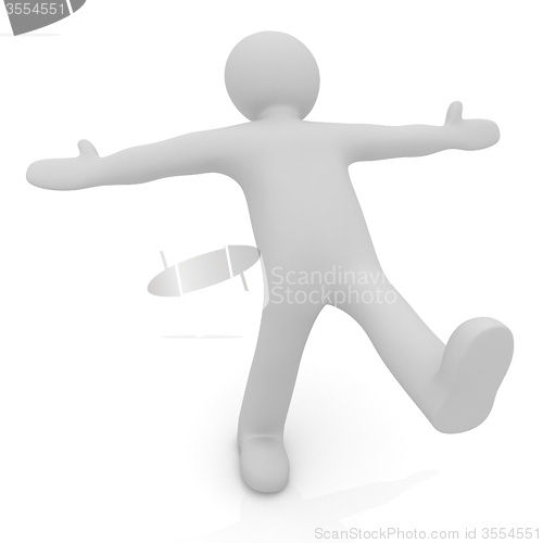 Image of 3d man isolated on white. Series: morning exercises - hands in s