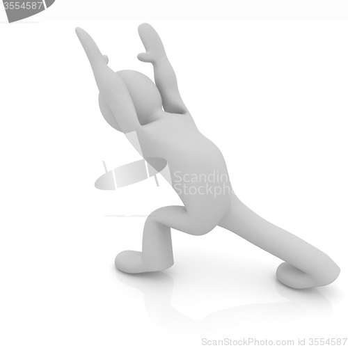 Image of 3d man isolated on white. Series: morning exercises - flexibilit