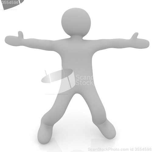 Image of 3d man isolated on white. Series: morning exercises - flexibilit