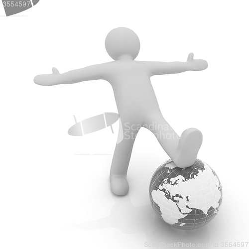 Image of 3d man and earth. Global business concept: the whole earth at my