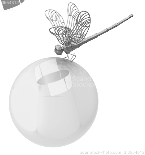 Image of Dragonfly on abstract design sphere