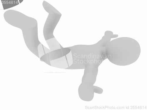 Image of Flying 3d man on white background