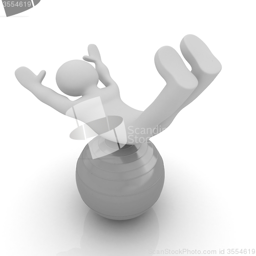 Image of 3d man exercising position on fitness ball. My biggest pilates s
