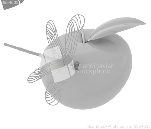 Image of Dragonfly on apple