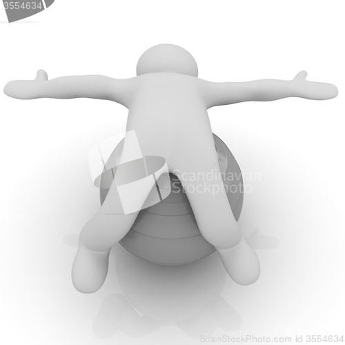 Image of 3d man exercising position on fitness ball. My biggest pilates s