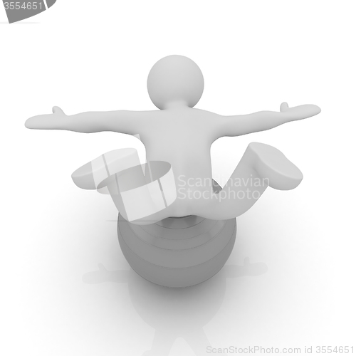 Image of 3d man exercising position on fitness ball. My biggest pilates s