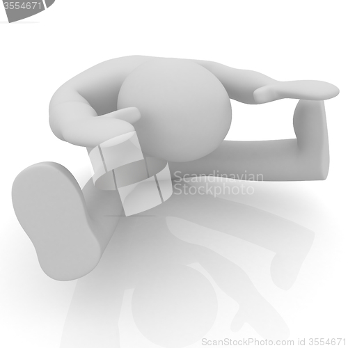 Image of 3d man isolated on white. Series: morning exercises - flexibilit