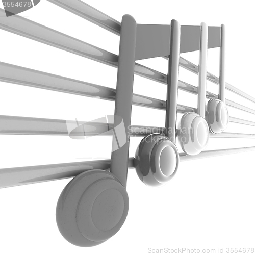 Image of 3D music note on staves