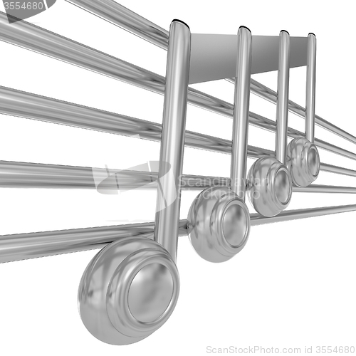 Image of 3D music note on staves