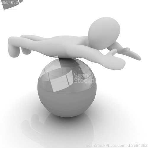 Image of 3d man exercising position on fitness ball. My biggest pilates s