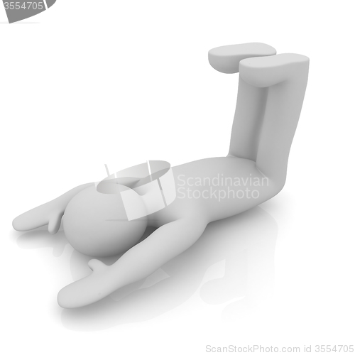 Image of 3d man isolated on white. Series: morning exercises - flexibilit