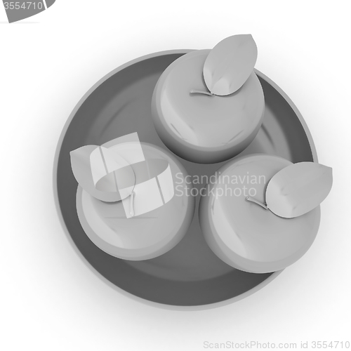 Image of apple in a plate on white