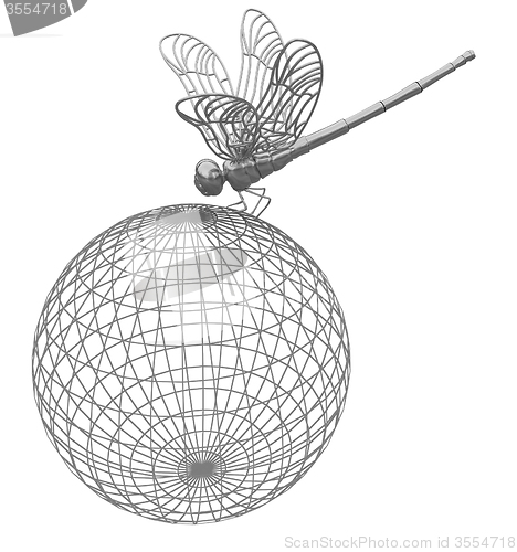 Image of Dragonfly on abstract design sphere