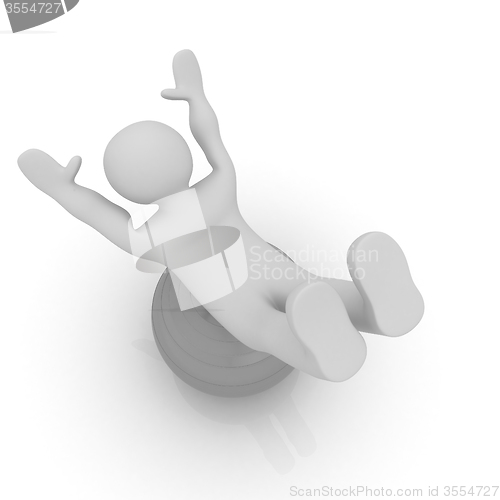 Image of 3d man exercising position on fitness ball. My biggest pilates s