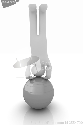 Image of 3d man exercising position on fitness ball. My biggest pilates s