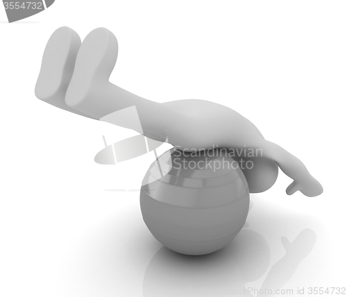 Image of 3d man exercising position on fitness ball. My biggest pilates s