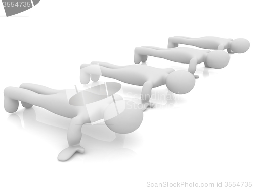 Image of 3d man isolated on white. Series: morning exercises - making pus