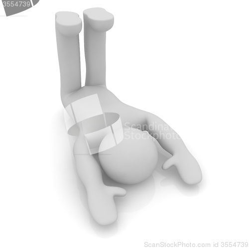 Image of 3d man isolated on white. Series: morning exercises - flexibilit