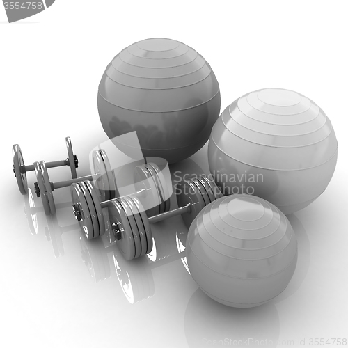 Image of Fitness ball and dumbell