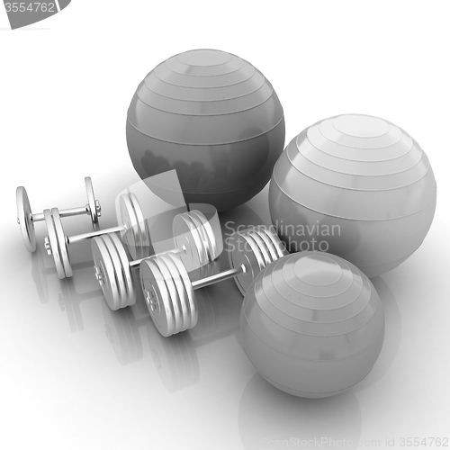 Image of Fitness ball and dumbell