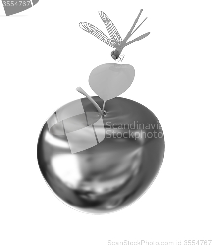 Image of Dragonfly on gold apple