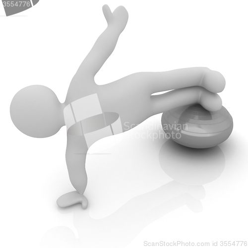 Image of 3d man exercising position on fitness ball. My biggest pilates s
