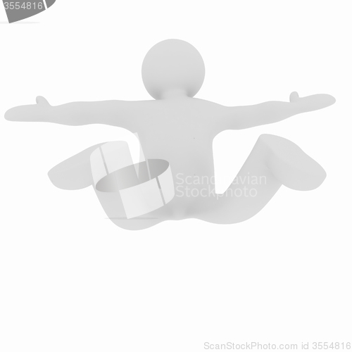 Image of Flying 3d man on white background