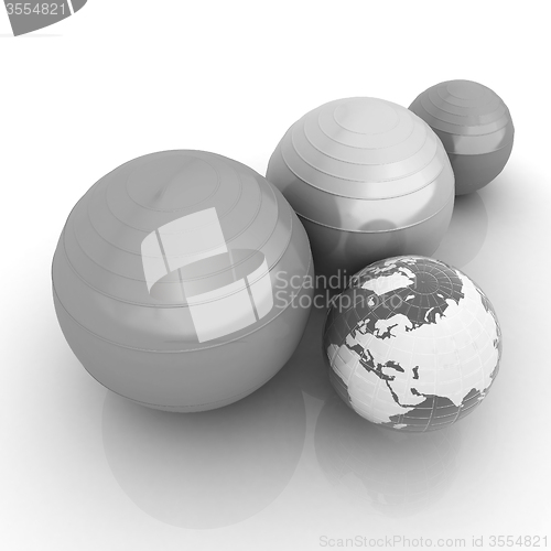 Image of Pilates fitness ball and earth