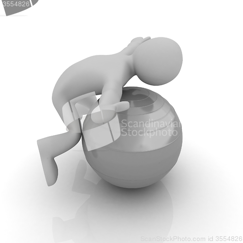 Image of 3d man exercising position on fitness ball. My biggest pilates s