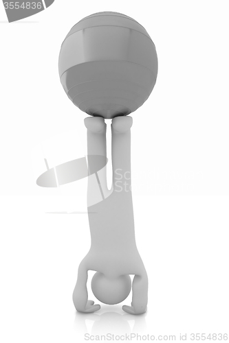 Image of 3d man exercising position on fitness ball. My biggest pilates s