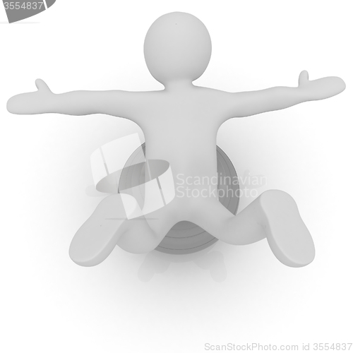 Image of 3d man exercising position on fitness ball. My biggest pilates s