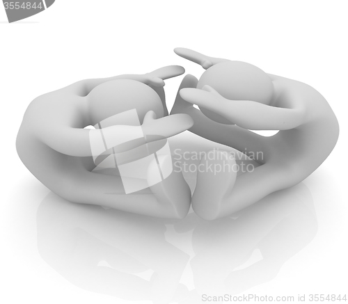 Image of 3d mans isolated on white. Series: morning exercises - flexibili