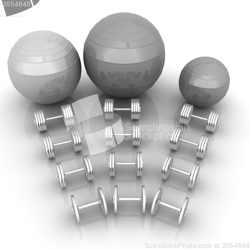 Image of Fitness ball and dumbell