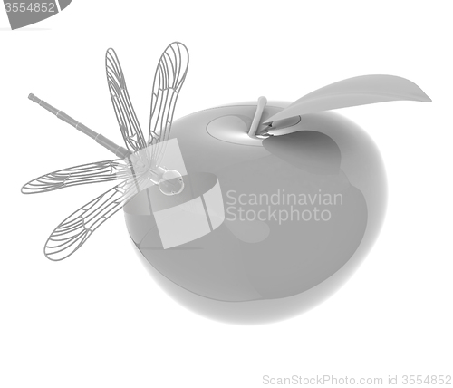 Image of Dragonfly on apple